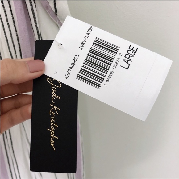 SOLD Jodi Kristopher Striped Off Shoulder Jumpsuit - Picture 5 of 8